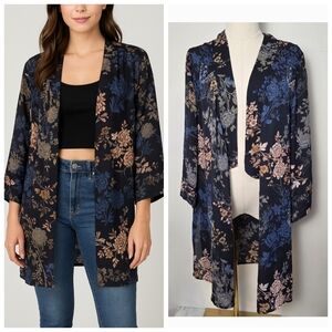 Tahari Floral Open-Front Kimono